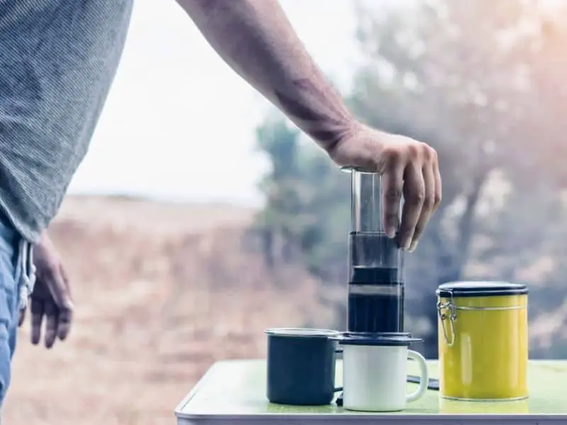 How to make coffee while camping with an aeropress